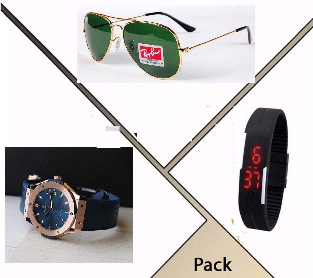 Ray-Ban (copy) sunglasses+Hublot (copy) watch+LED watch