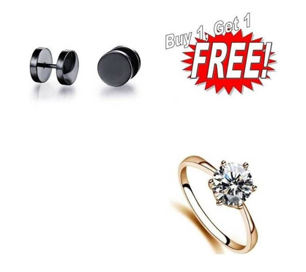 Buy One Earrings & Get One Finger Ring Free