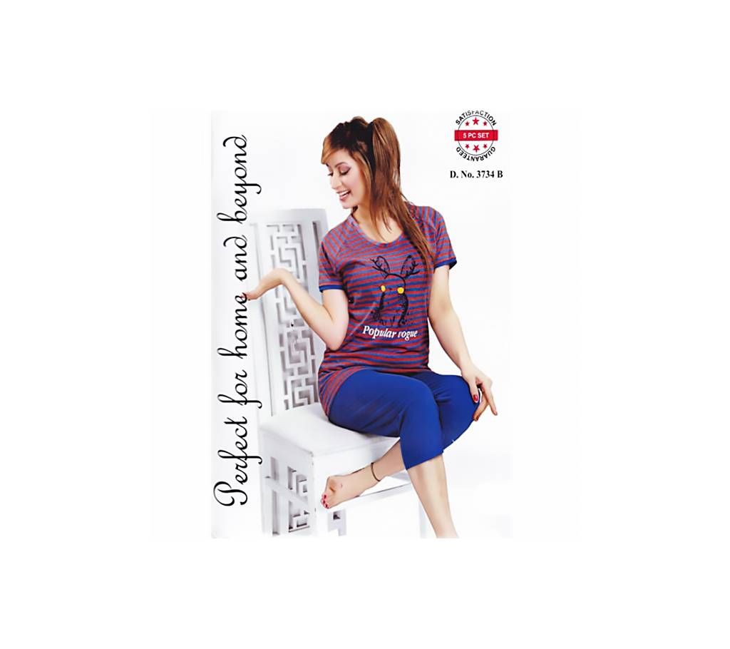 Ladies Solid Color T-Shirt + Trouser pants Combo 