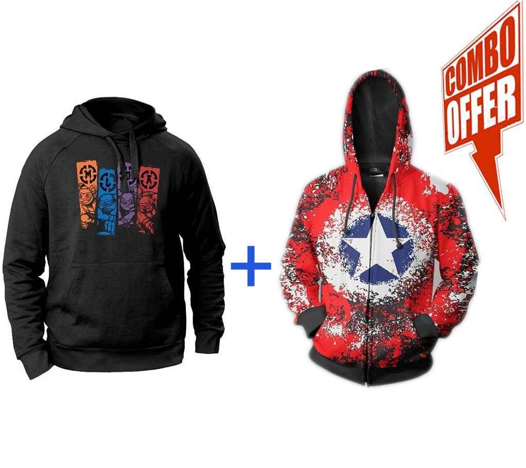Black Teenaje Ninja Turtles Winter Hoodie for Men + Mens Winter Hoodie  VM-H-17  VES Combo Offer 