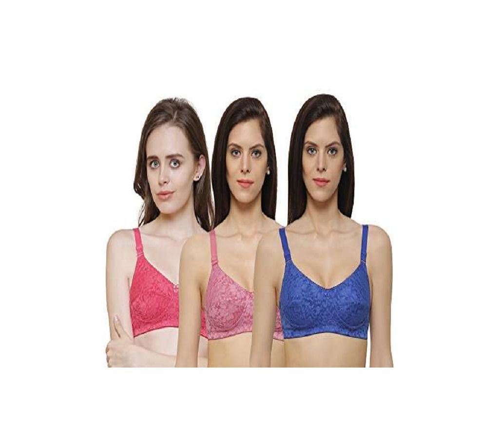 Multicolor Cotton Air Bra For Womens 3PCs