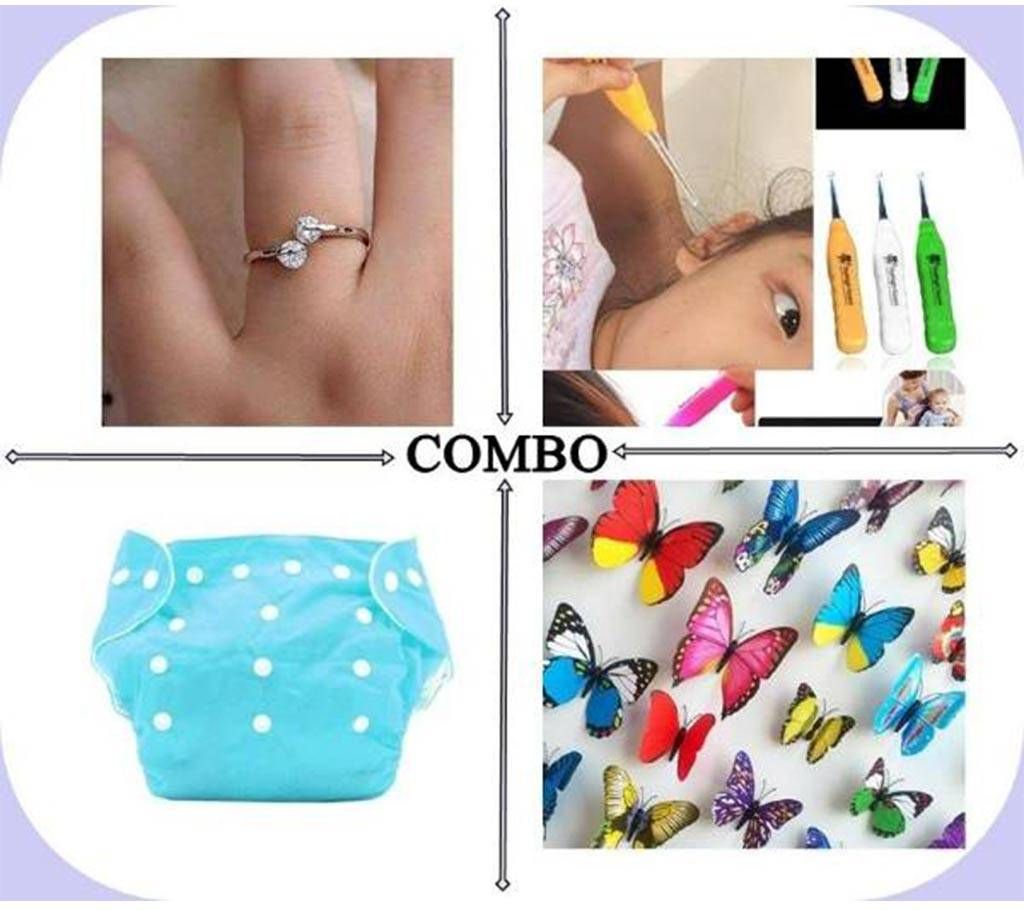 Combo Finger Ring + Ear Cleaner + Nappy+ Sticker