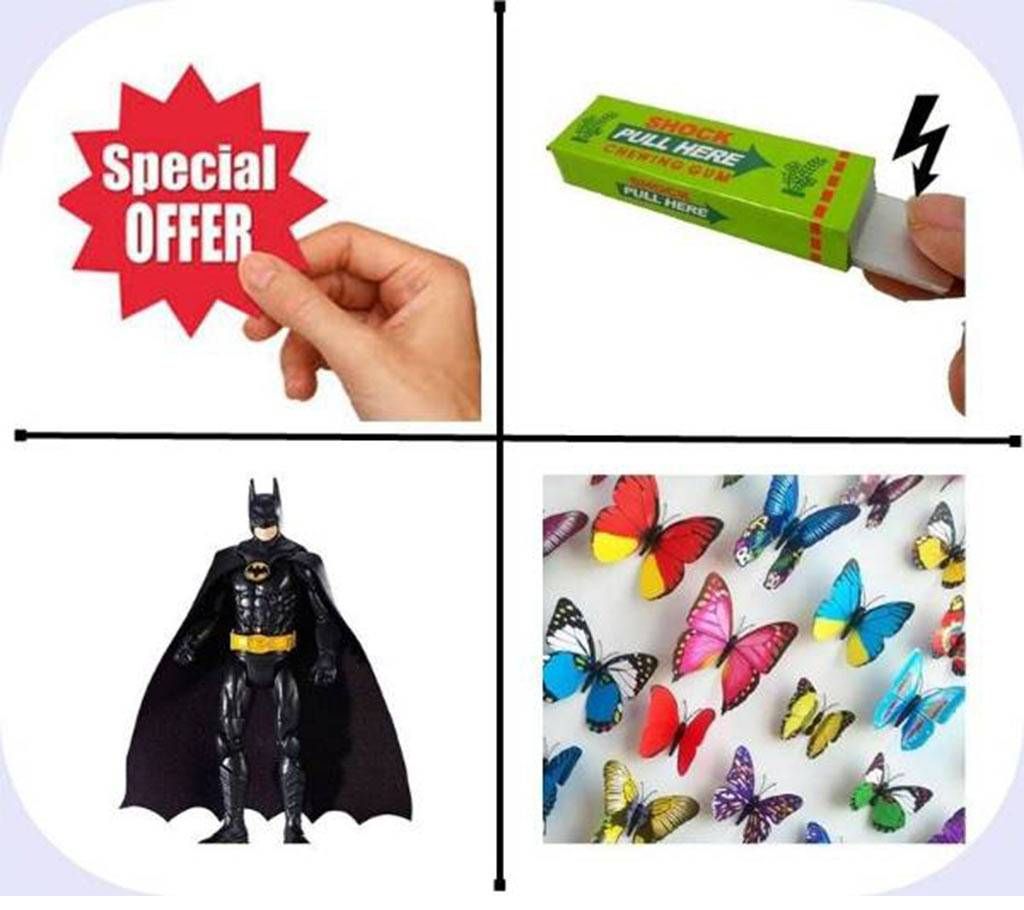 Combo OF Shock Chewing Gum + Batman toy + Wall Sticker