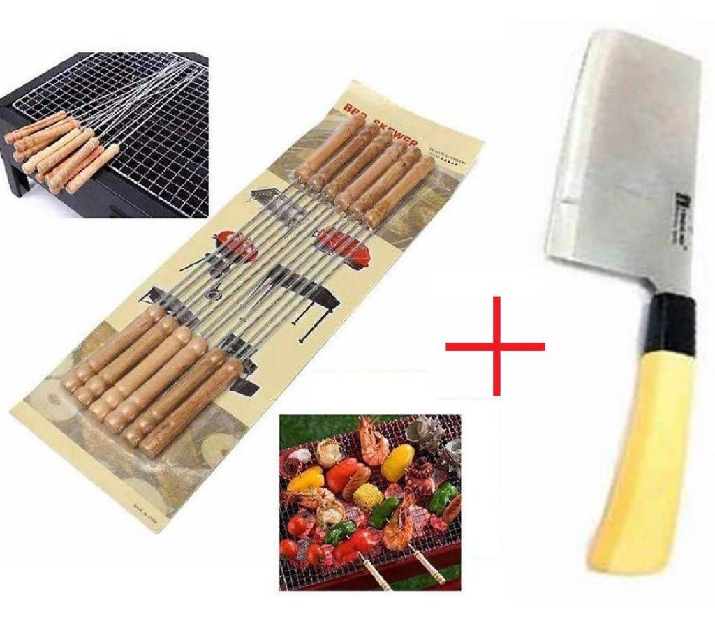 12 pcs barbecue stick + mixing knife