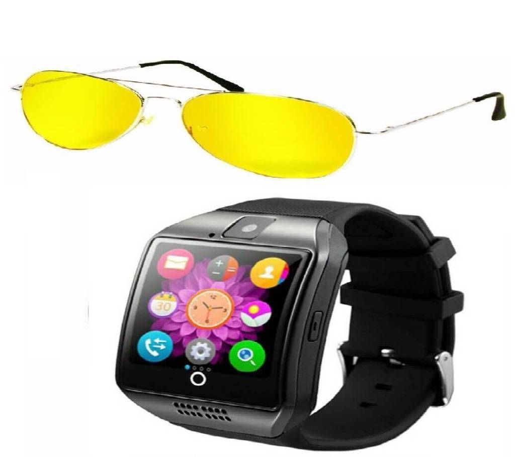Q18 Smart Watch With Night Vision Glass Combo Offer 