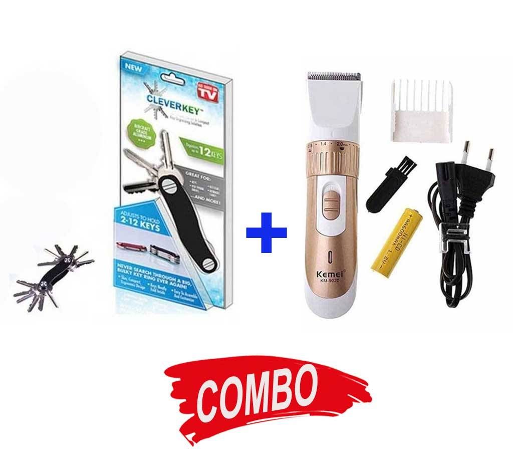 Kemei KM 9020 hair trimmer+Cleaver Key Ring Combo s02