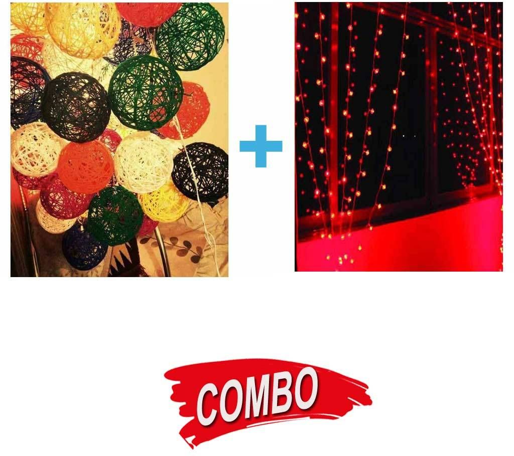 RED Color LED fairy light + Yarn ball lights