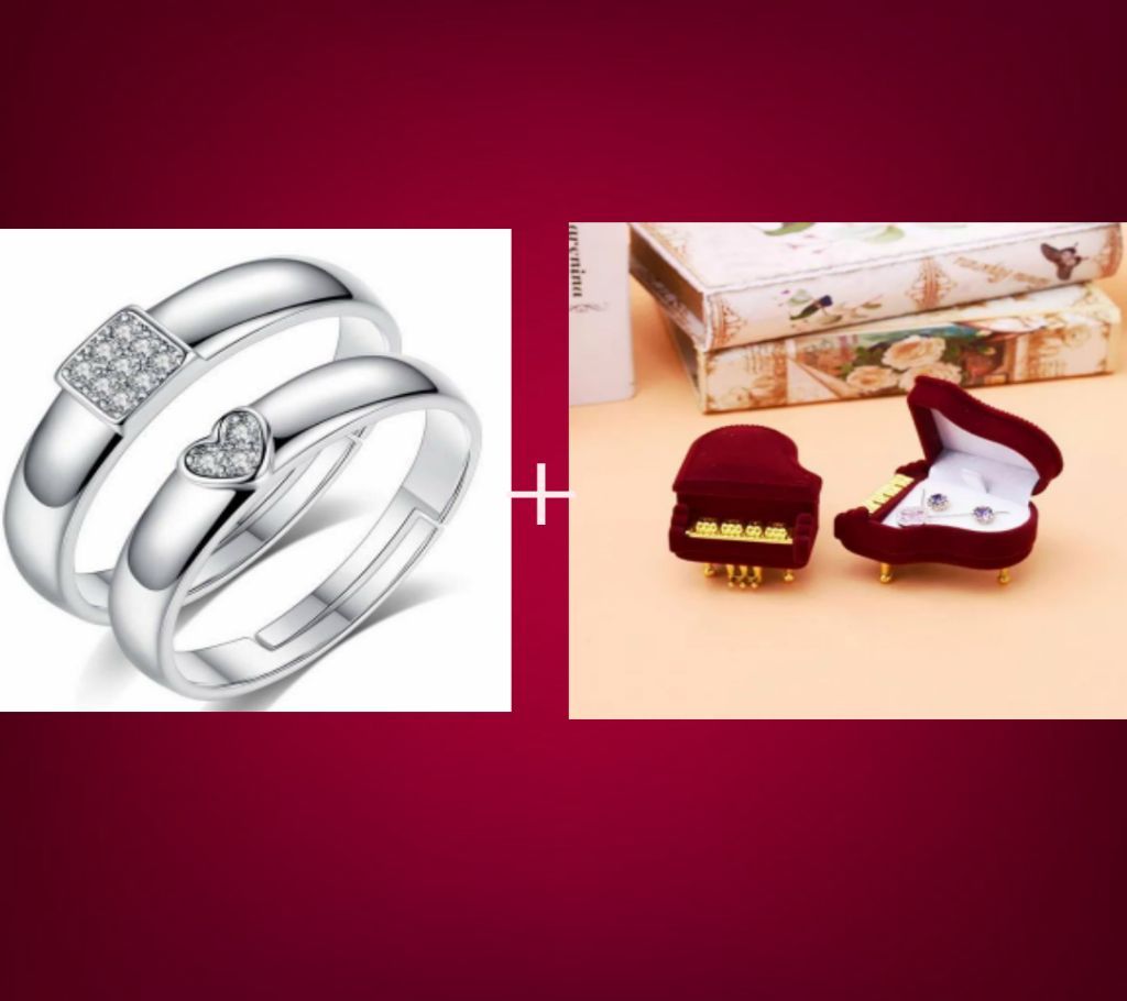 Silver Colour Couple Ring And Piano Ring  Combo Offer