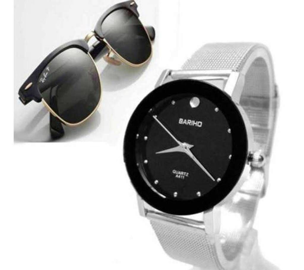 Bariho Gents Watch & Ray Ban Sunglasses Combo