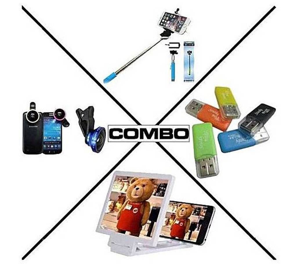 Combo of Selfie Stick +Selfie Lens+Screen Enlarge