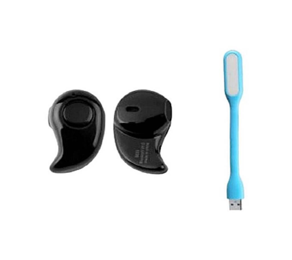 Combo of Mini Bluetooth Headset and USB Light