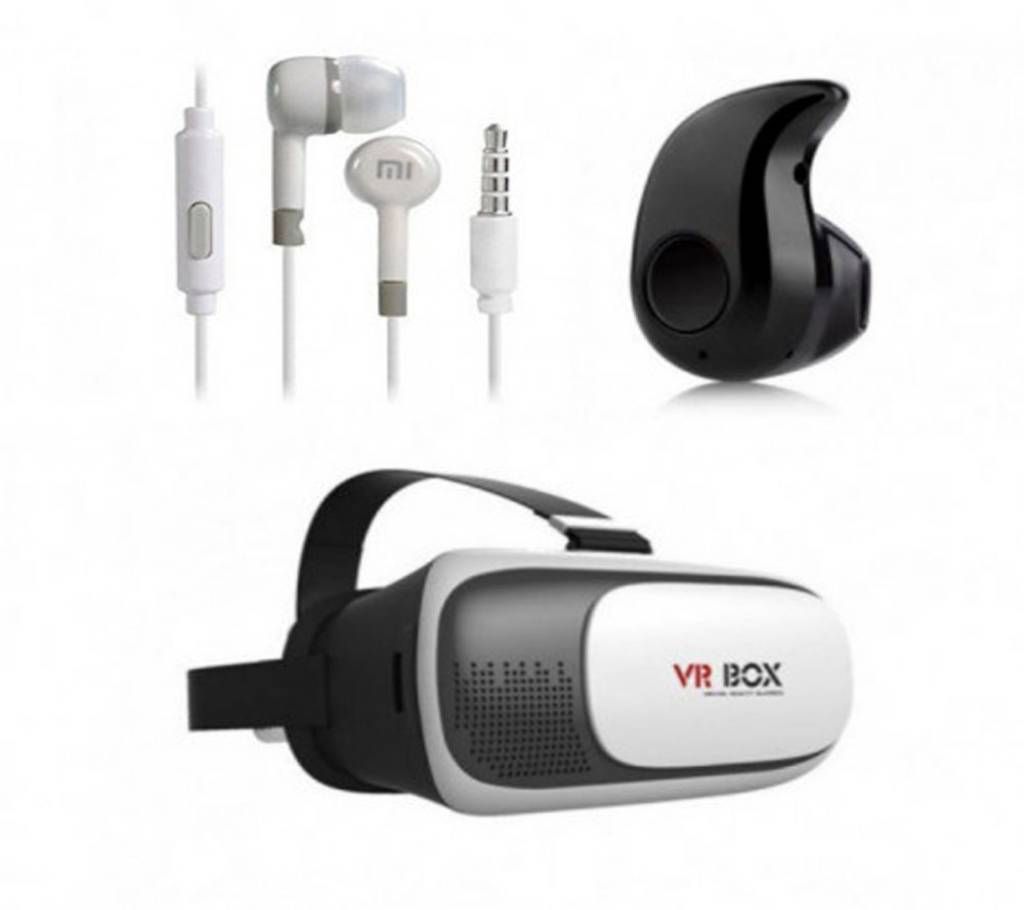 Combo of VR BOX +Bluetooth Earphone+ MI Headphone (copy)