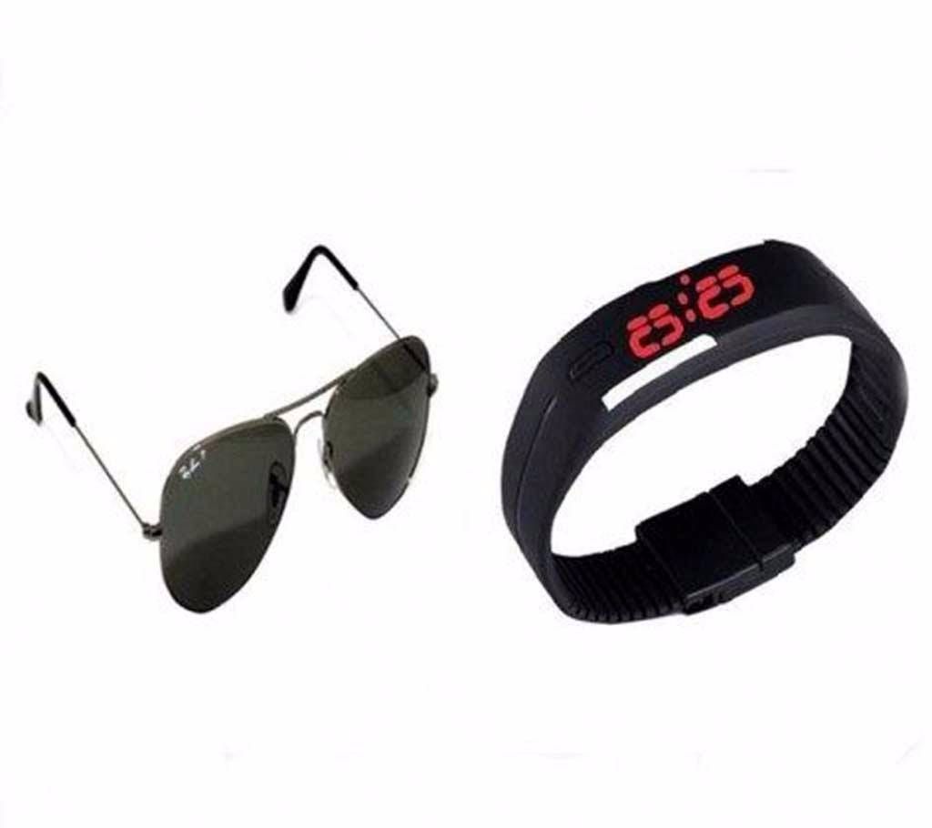 LED Wrist Watch & Sunglasses Combo