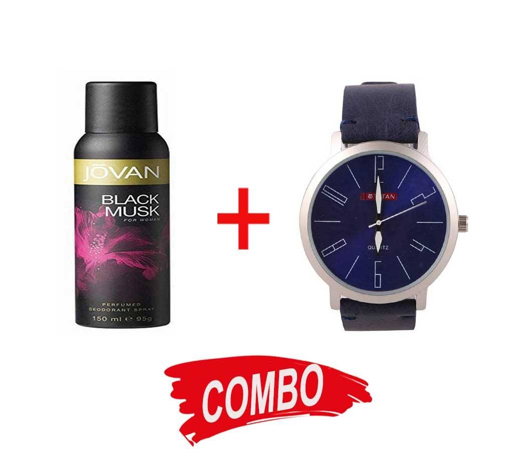 Gents Wrist Watch (Copy) + Jovan Black Musk Body Spray Combo Offer