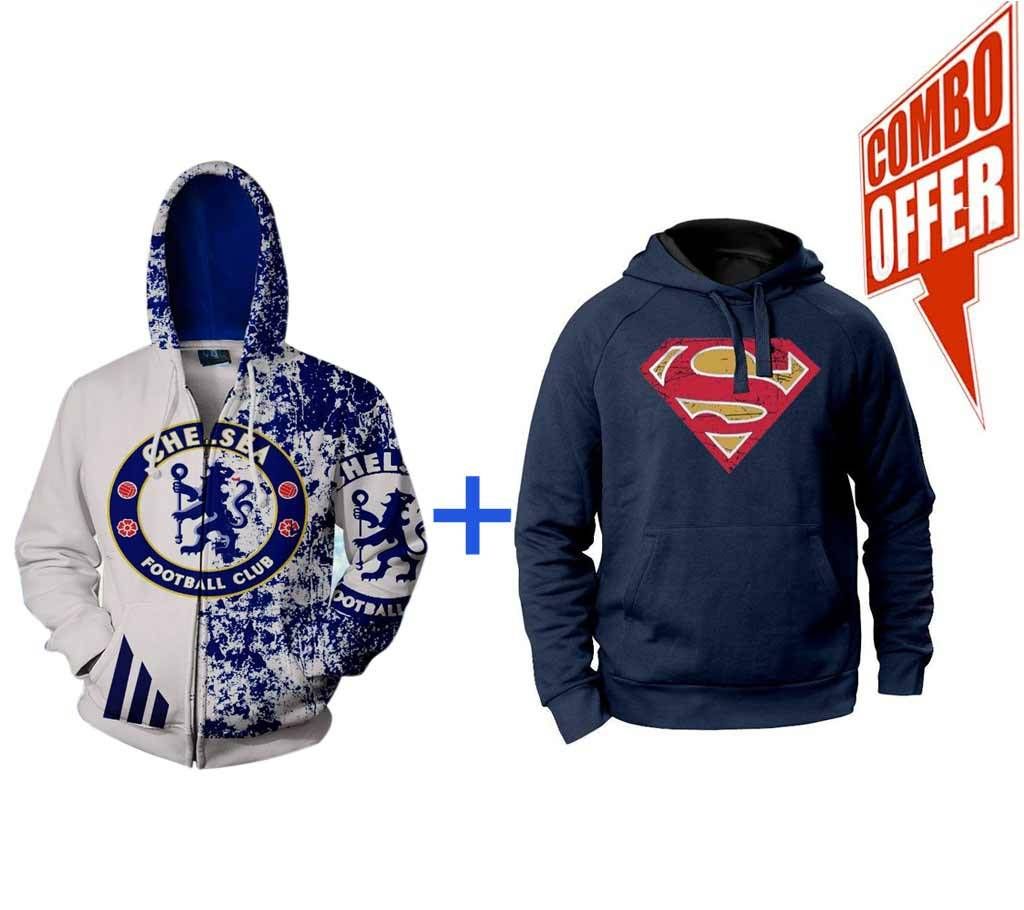 Chelsea Mens Hoodie+Superman Hoodie for Men Combo Offer 