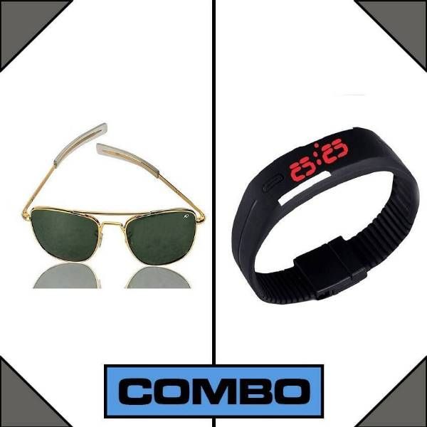LED Watch and AO Men's Sunglasses Combo