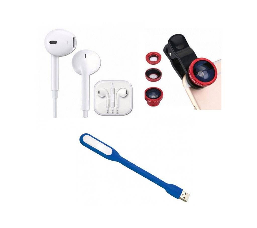 Apple earphone & Universal Clip-on Lens With 3-in-1