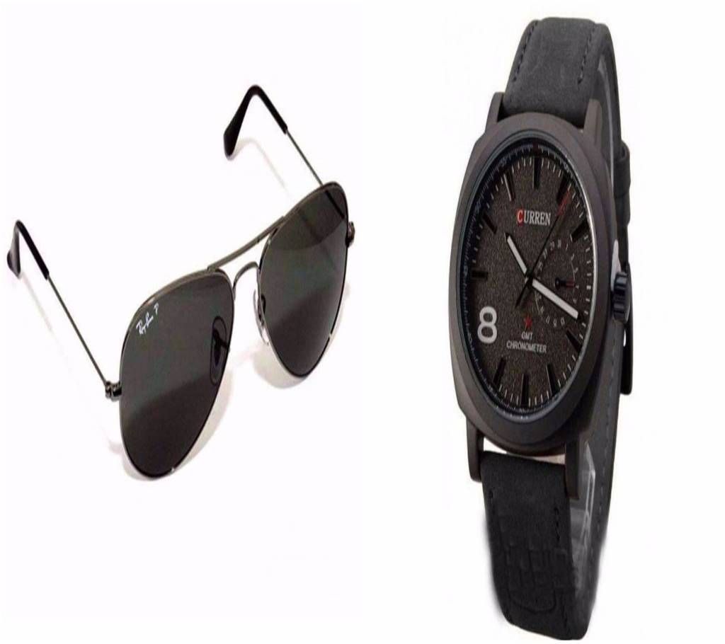 Ray-Ban (Copy) Sun glass + CURREN (Copy) Gent's Watch 