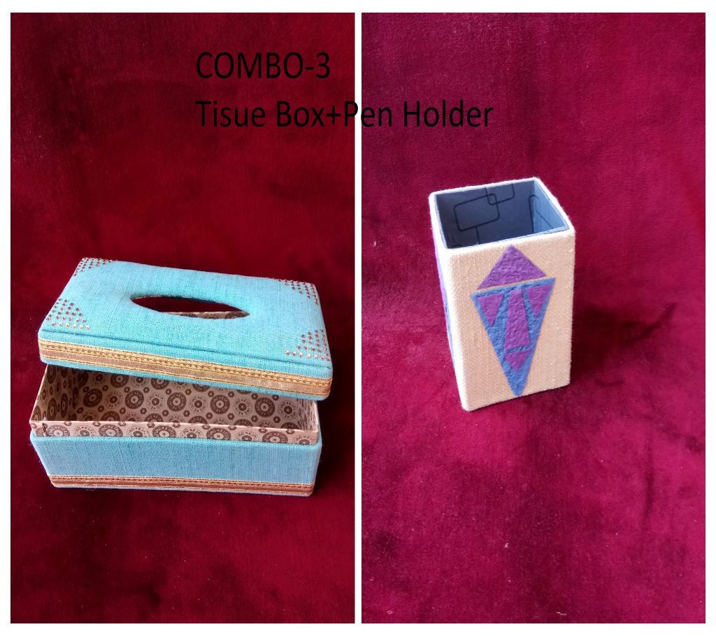 Tissue Box and Pen Holder Made Bye Jute (COMBO-3)