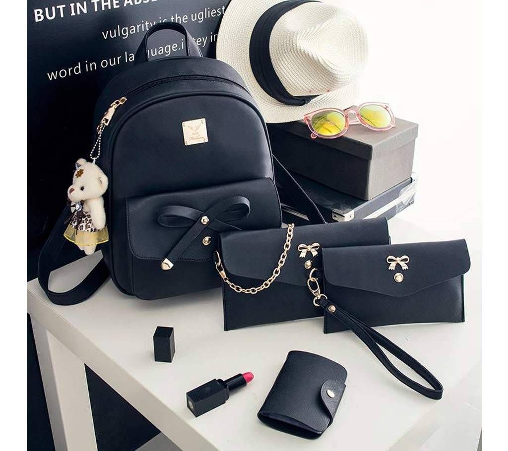 4 in 1 Ladies PU Leather stylish backpack 