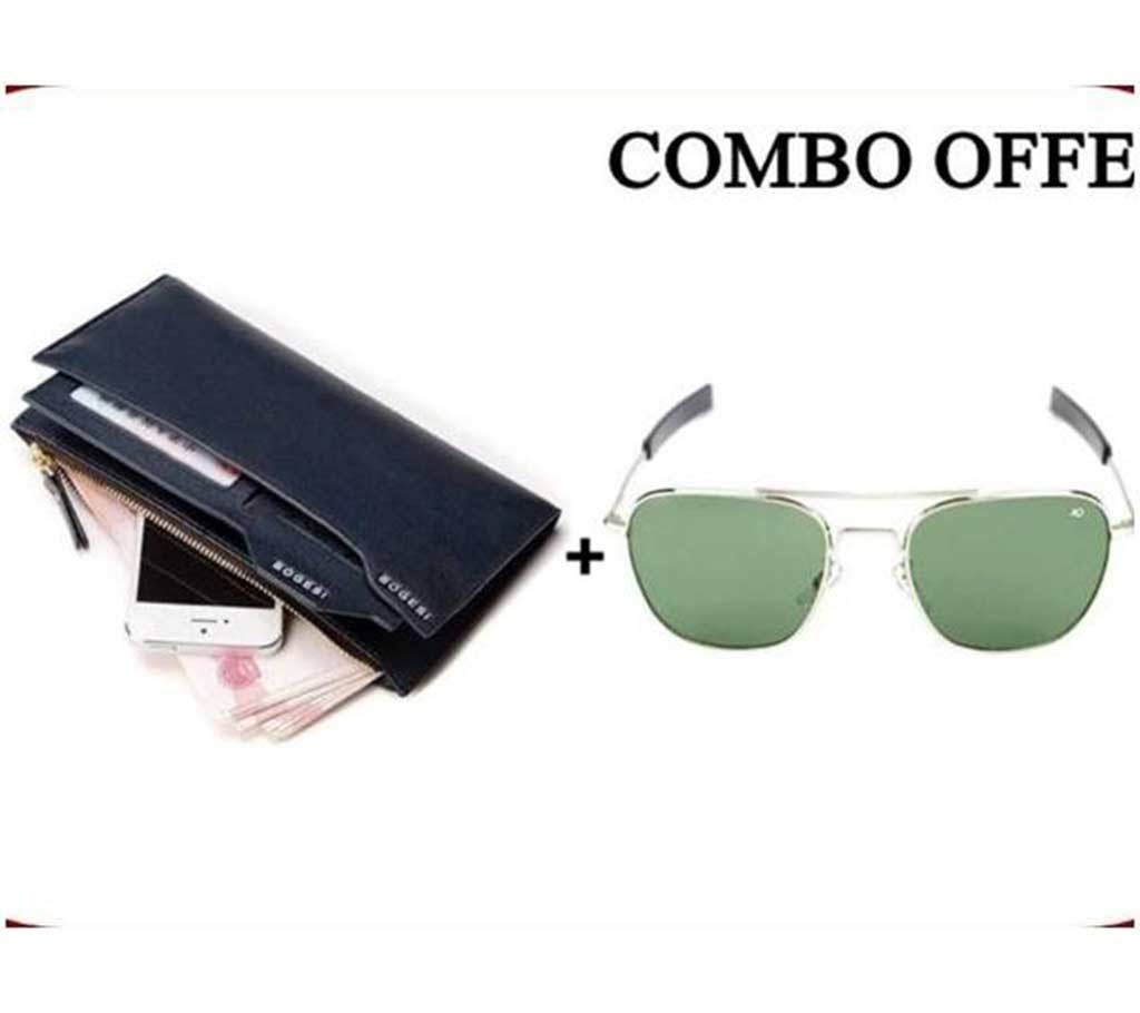 Combo of Long Wallet & AO Men's Sunglasses
