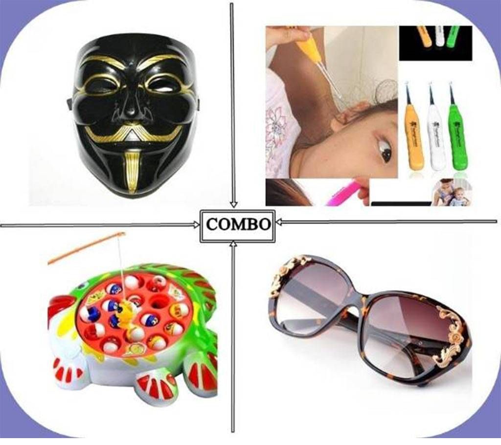 Combo of Vendetta Mask + Ear Cleaner + Fishing Game + Women Sunglasses