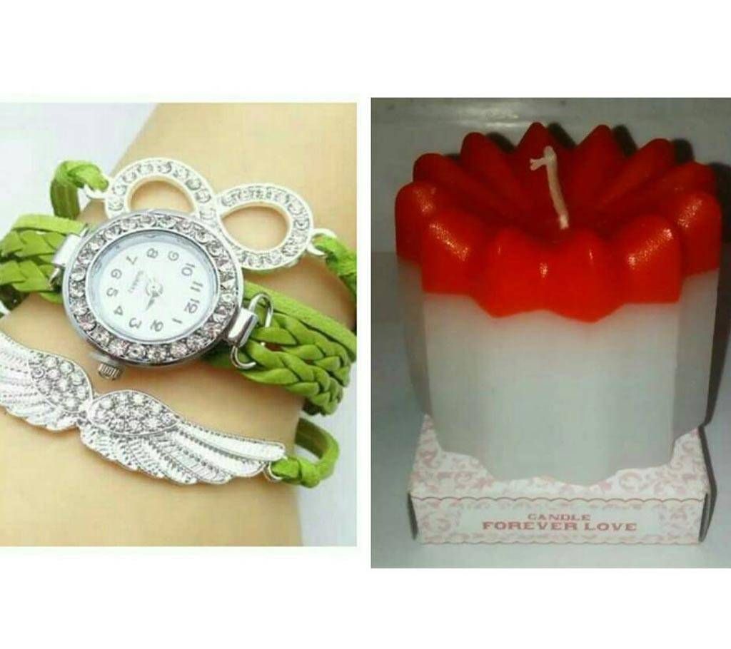 Ladies Bracelet Watch with Free Color Changing Candle
