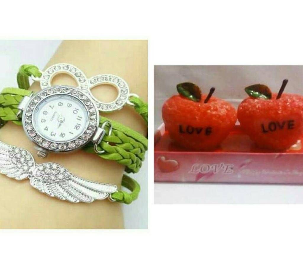Ladies Bracelet Watch with Free Strawberry Love Candle