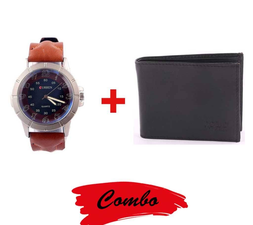 Curren Digit Casual Watch + Polo Leather Mens wallet  Combo