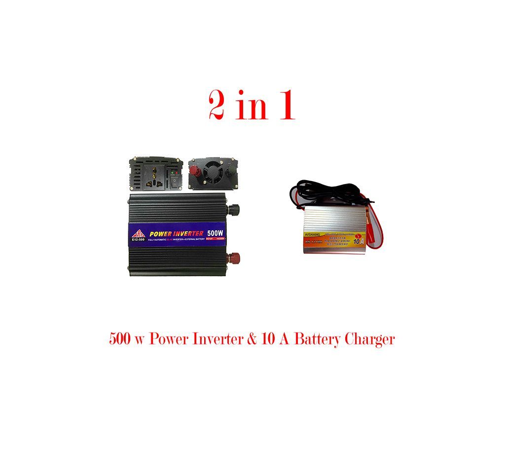 2 in 1 Combo Offer- 500 W Power Inverter & 12V- 10A Intelligent Smart LCD Display Battery Charger