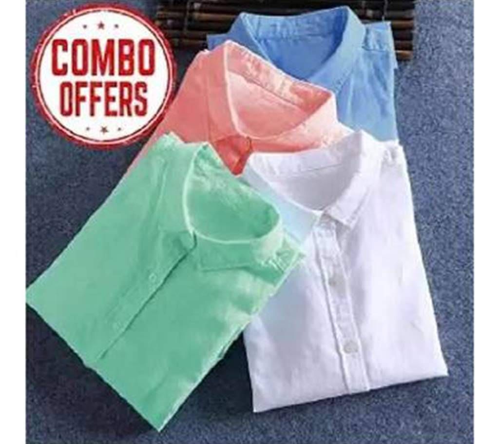 Gents full sleeve cotton shirt -combo 4pcs