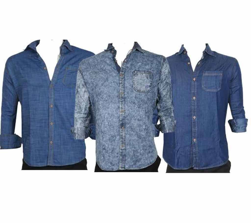 Gents Full-sleeve Denim Shirt Combo Offer