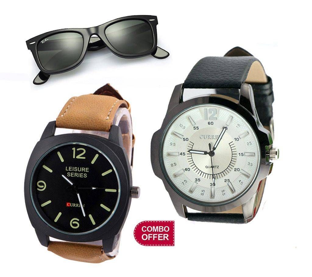 Curren Restwaach (2nd Piece) + Ray Ban Sunglasses (Copy) Combo offer