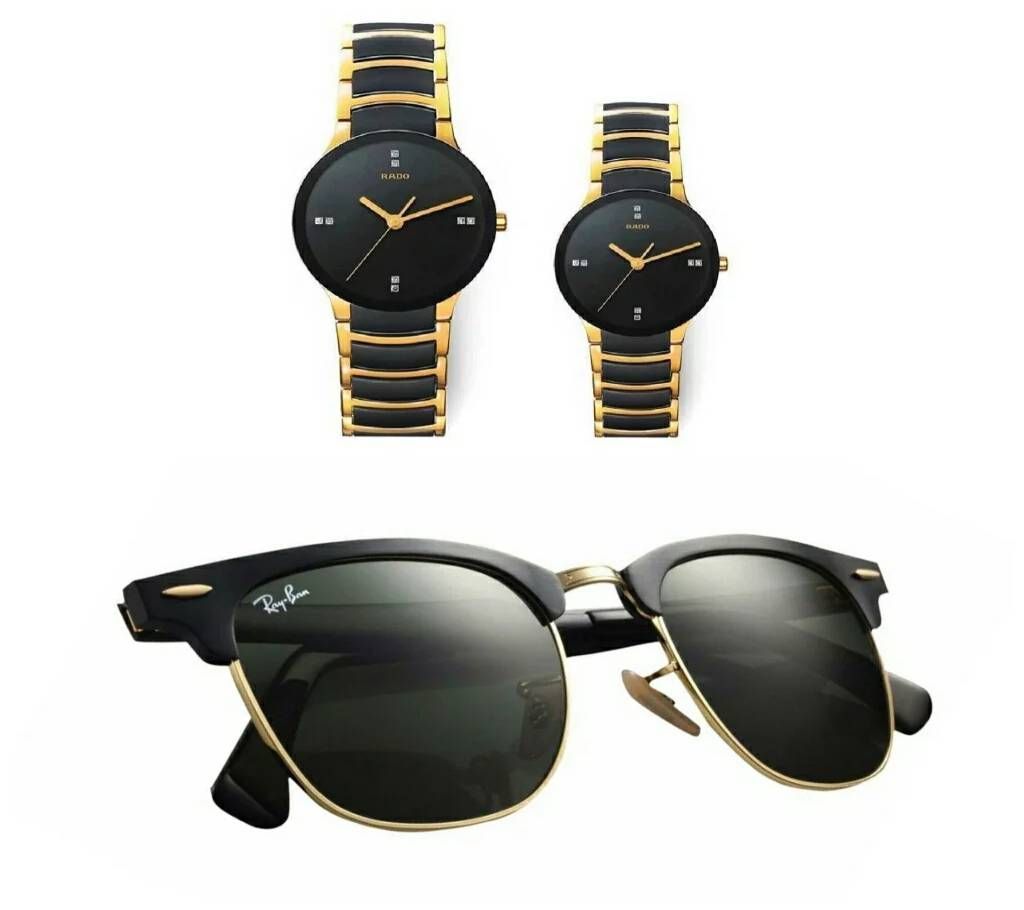 Rado couple Watch +Ray Ban Gents Sunglass Combo Offer