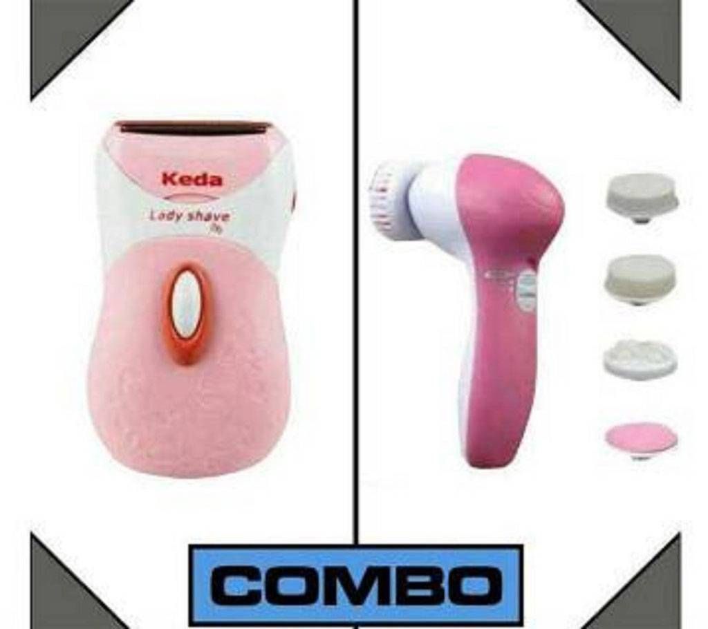 Lady shaver and 5 in 1 beauty massager combo 