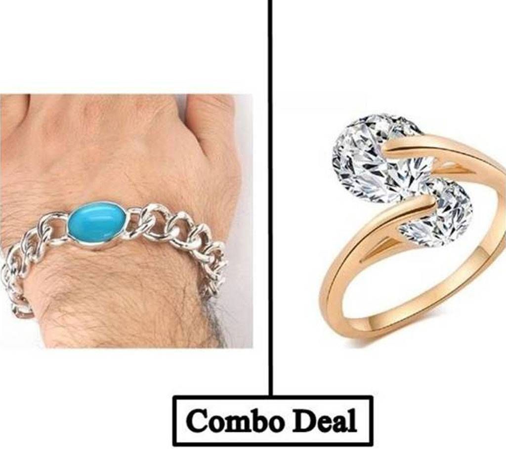Combo of Blue Stone Bracelet+finger Ring