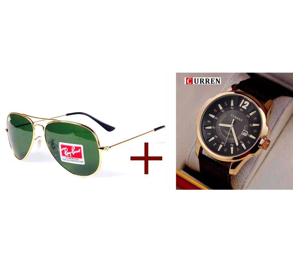 RAY BAN copy gents sunglasses +CURREN WATCH combo 