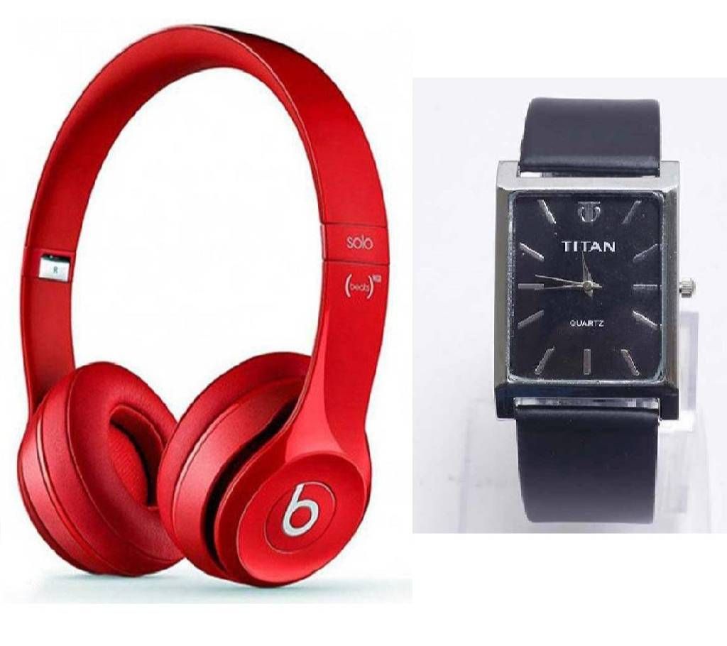 Beats Solo 2 Wired Headphones (Copy) + TITAN Gentts Watch