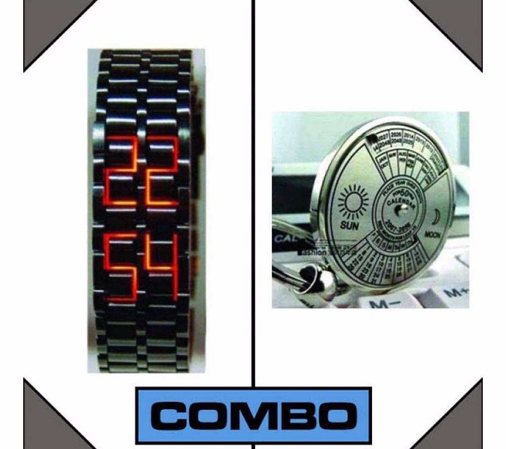 Combo of Samurai Wrist Watch & 50 Years Calendar Key Ring