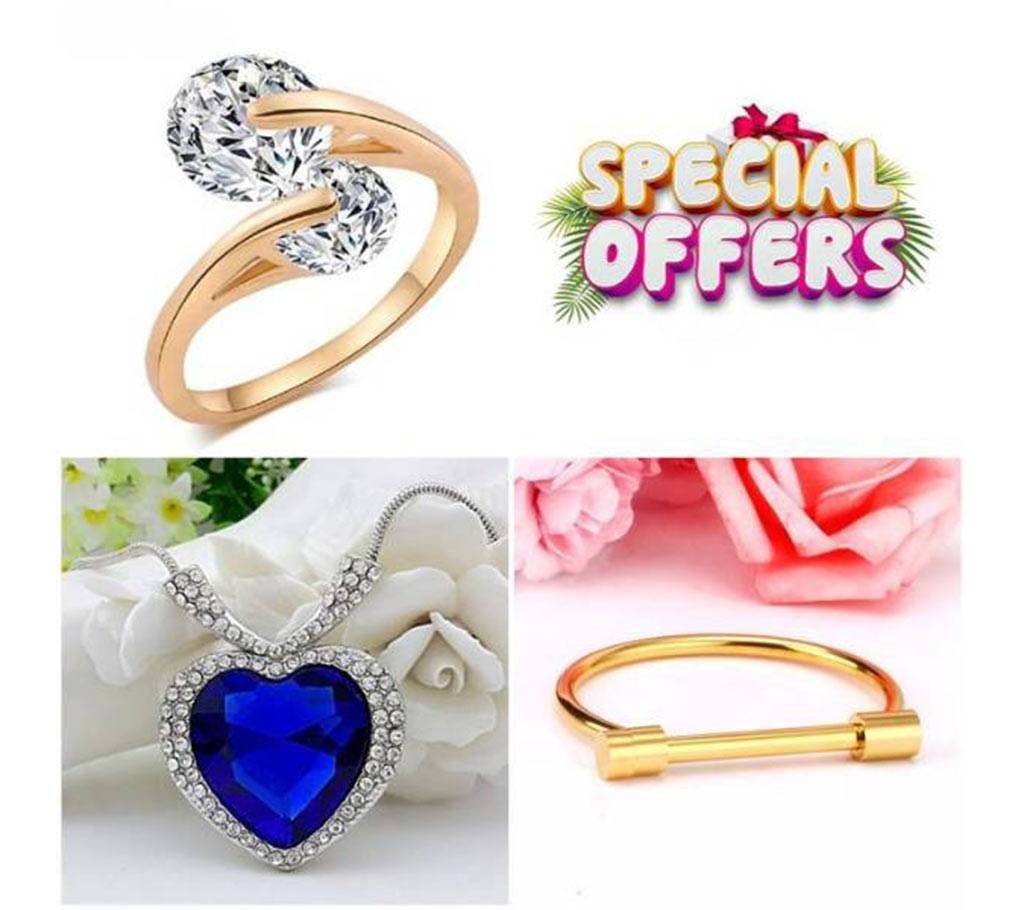 3 Pack of Combo Finger Ring +Necklace + Bracelet
