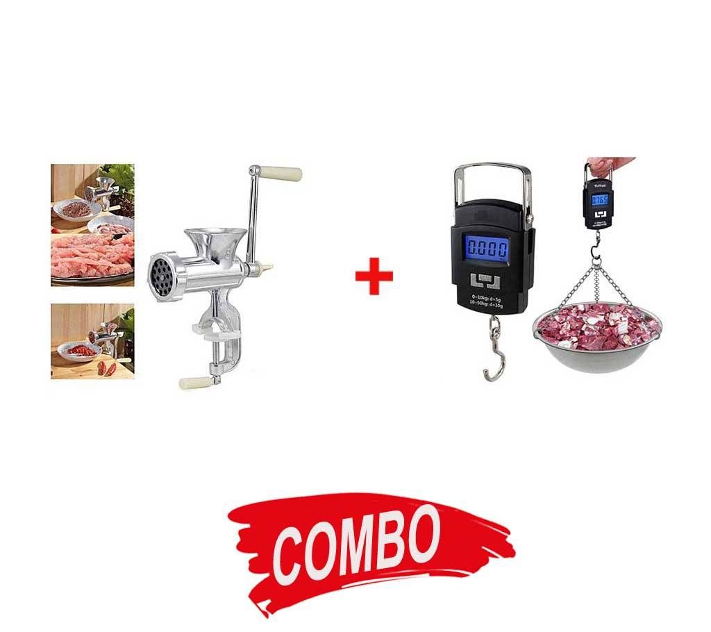 Meat Grinder + Portable Digital Weight Scale - Combo Offer