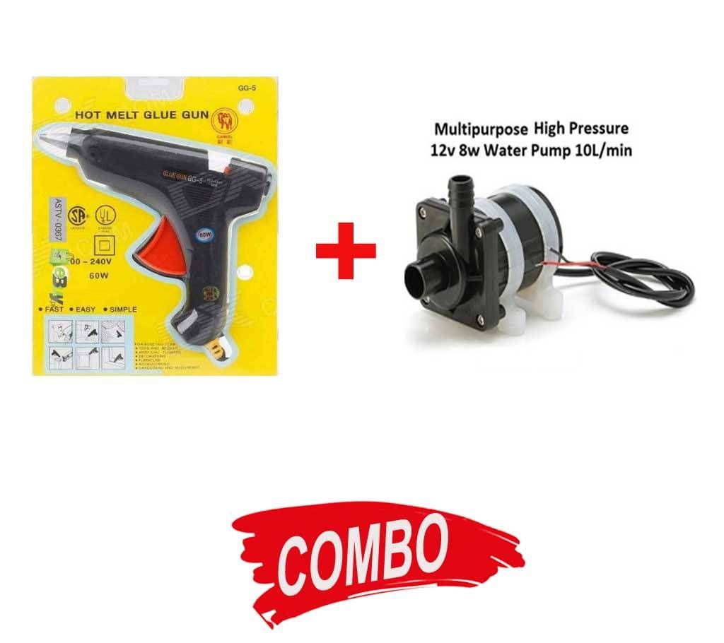 12V DC Submersible Water Pump black + Hot melt glue gun  Combo Offer 