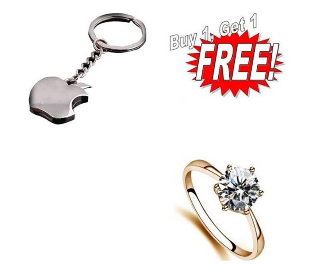 Buy One Finger Ring Get One Metal Apple Key Chain Free