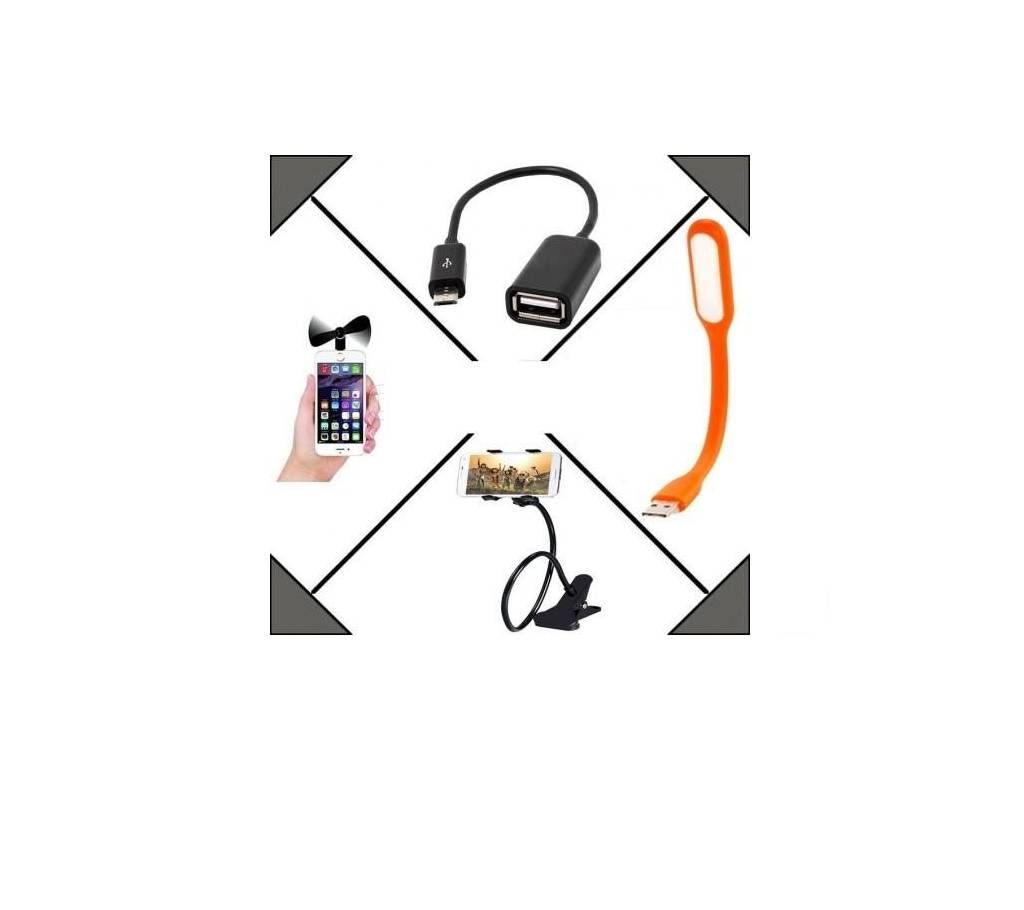 OTG USB fan+USB light+OTG cable+Mobile Holder