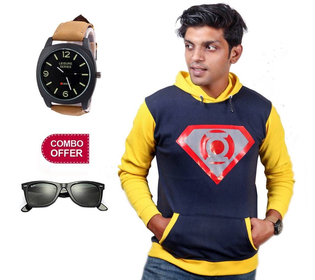 Gents Winter Hoodie + Wristwatch + Sunglasses Combo Offer