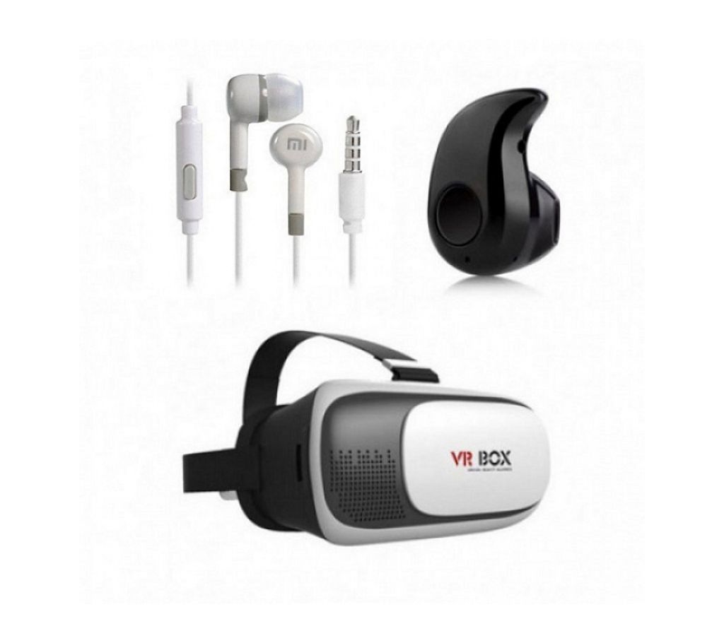 Combo of VR BOX+Bluetooth Earphone+ MI Headphone(copy) - 012