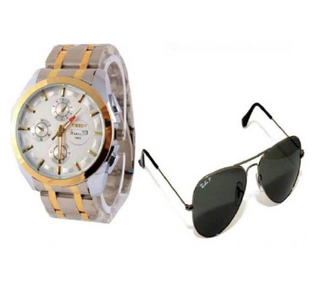 RAY BAN Sunglasses + TISSOT Watch (Copy) - Combo
