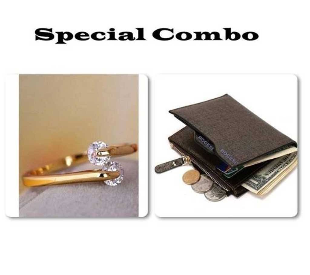 Combo of Gold Plated Finger Ring & Bogesi wallet 