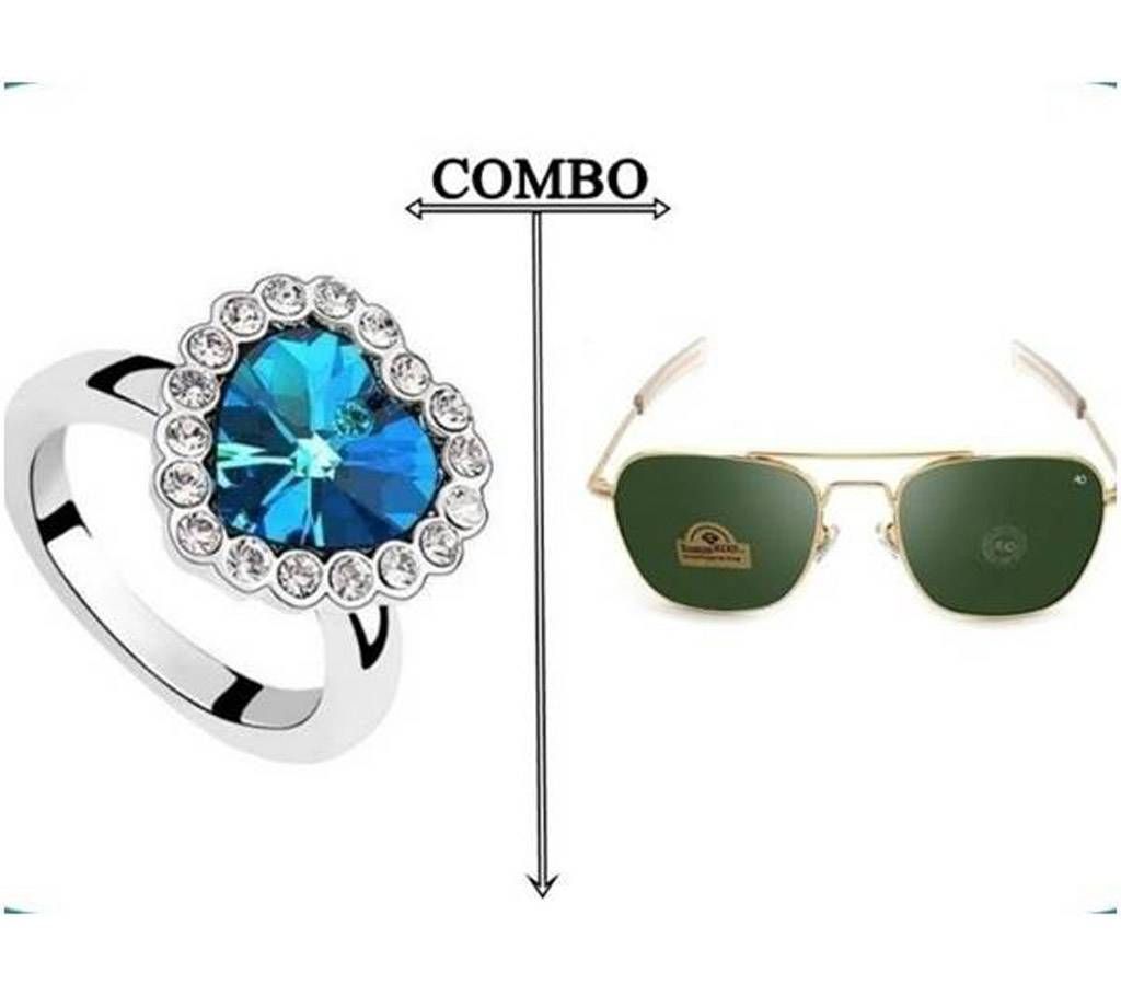 Combo of Titanic Heart Shape Finger Ring & AO Men' Optical
