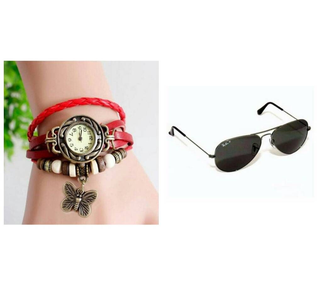 Ladies Bracelet Watch & Gents Sunglasses Combo